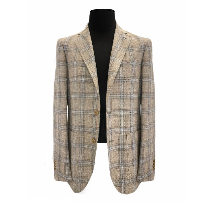 [LUCIANO BARBERA] CHECK JACKET (BEIGE)