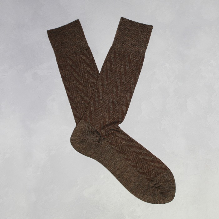 [ANEPIGRAPHE] Lama brown shadow herringbone wool socks